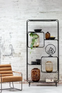 Light en Living Vaas DAKAR Glas Bruin-Zwart Ø16x25 cm - Light & Living