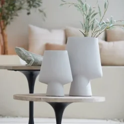 Light en Living Vaas deco CIARA keramiek grijs - 2 maten
