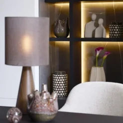 Light en Living Vaas deco / Pot Ø16x26,5 cm OLITE bamboo creme + Donkerbruin