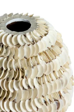 Light en Living Vaas deco SARRIA Ø26 x 27 bamboo + schelp creme