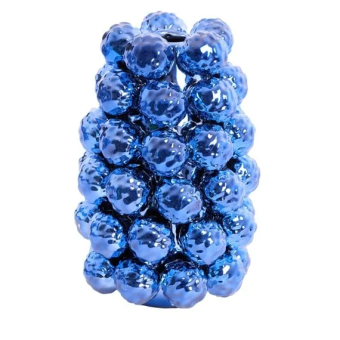Light en Living Vaas deco Ø16x24,5 cm BUTANG keramiek metallic blauw