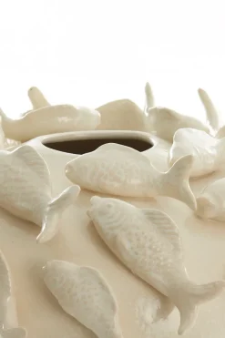 Light en Living Vaas deco Ø41,5X32 cm FISH keramiek creme