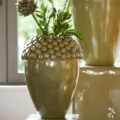 Light en Living Vaas deco Ø32x43,5 cm LOVRO keramiek olijfgroen-bruin
