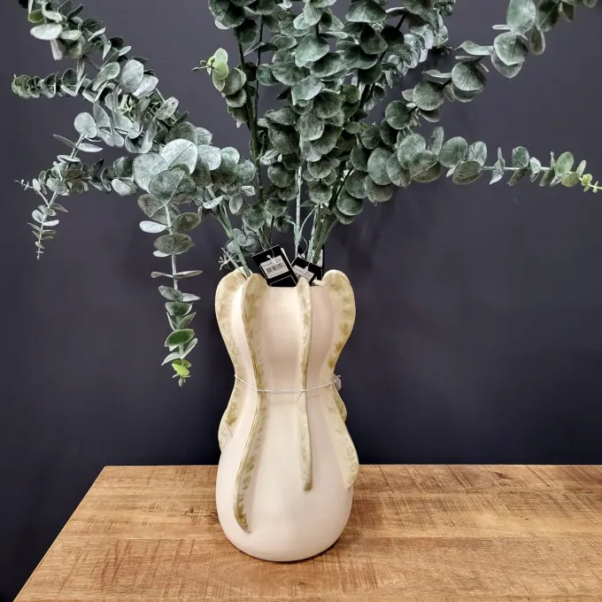 Light en Living Vaas deco Ø18,5x34 cm MAGOME keramiek creme + olijfgroen