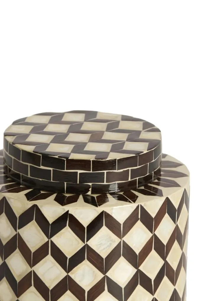 Light en Living Vaas deco Ø16x16 cm OLITE bamboo creme + donkerbruin