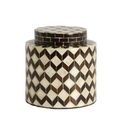 Light en Living Vaas deco Ø16x16 cm OLITE bamboo creme + donkerbruin