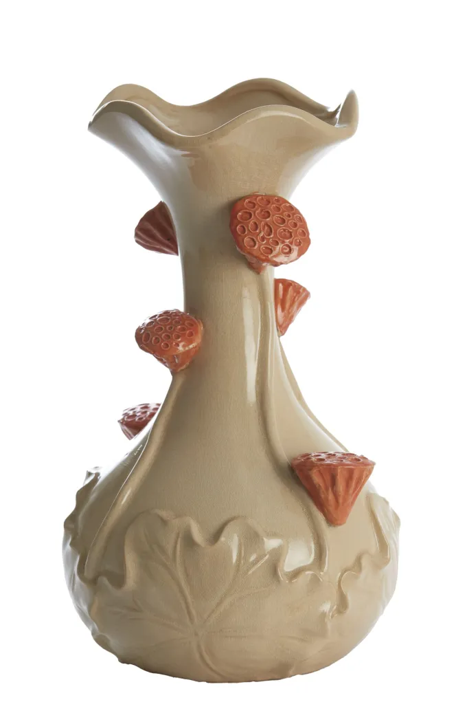 Light en Living Vaas deco Ø24x40 cm ODALI keramiek crème+oranje