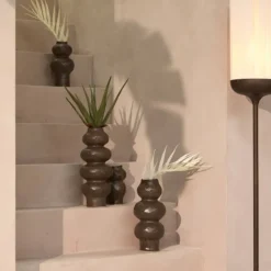 Light en Living Vaas deco Ø15x33,5 cm ROGANO keramiek donker bruin