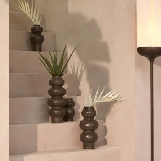 Light en Living Vaas deco Ø13x26 cm ROGANO keramiek donker bruin