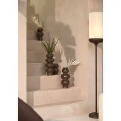 Light en Living Vaas deco Ø13x26 cm ROGANO keramiek donker bruin