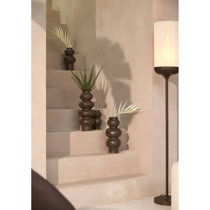Light en Living Vaas deco Ø15,5x37,5 cm ROGANO keramiek donker bruin