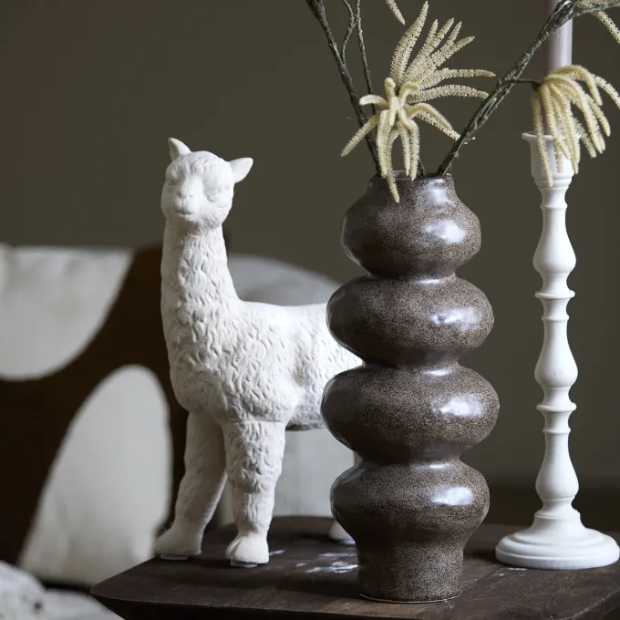 Light en Living Vaas deco Ø15,5x37,5 cm ROGANO keramiek donker bruin