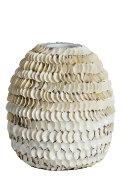 Light en Living Vaas deco Ø33x35 cm SARRIA bamboo + schelp creme