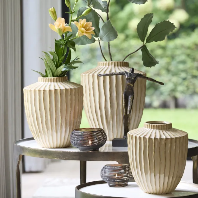 Light en Living Vaas deco Ø30X32 cm TALEA keramiek zand-beige