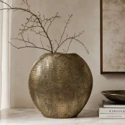 Light en Living Vaas deco 50x15x50 cm SKELD antiek brons