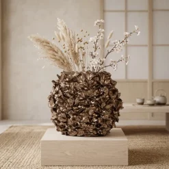 Light en Living Vaas deco 46x22x36,5 cm VELINA bruin-brons