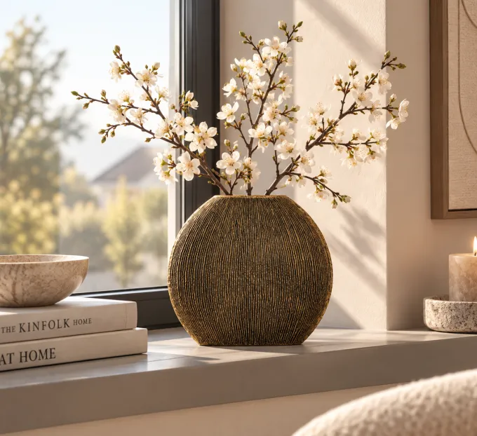 Light en Living Vaas deco 30x11x30,5 cm BUBIO antiek brons