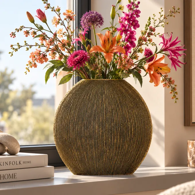 Light en Living Vaas deco 50x15x50 cm BUBIO antiek brons