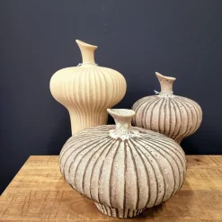Light en Living Vaas deco 23x22x32,5 cm NEVANO mat donkerbruin + creme