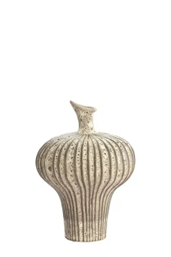 Light en Living Vaas deco 23x22x32,5 cm NEVANO mat donkerbruin + creme