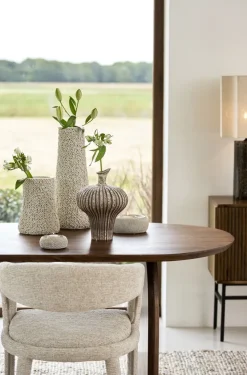 Light en Living Vaas deco 23x22x32,5 cm NEVANO mat donkerbruin + creme