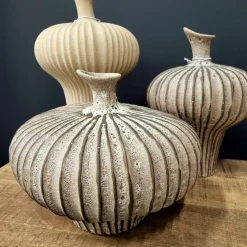 Light en Living Vaas deco 23x22x32,5 cm NEVANO mat donkerbruin + creme