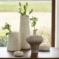 Light en Living Vaas deco 23x22x32,5 cm NEVANO mat donkerbruin + creme