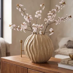 Light en Living Vaas deco 41x20x42 cm PODURI keramiek licht bruin