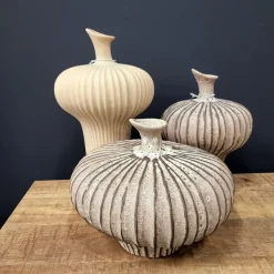 Light en Living Vaas deco 31x29,5x25,5 cm NEVANO mat donkerbruin + creme
