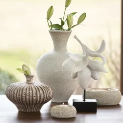 Light en Living Vaas deco 31x29,5x25,5 cm NEVANO mat donkerbruin + creme