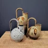Light en Living Vaas deco 16x15,5x26 cm SERRES keramiek donkerbruin + creme + oranje