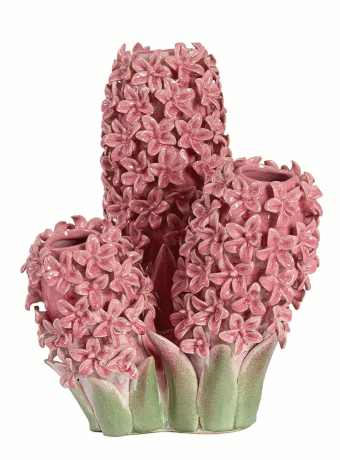 Light en Living Vaas deco 35,5x32x41 cm FLOWER keramiek roze+groen