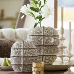 Light en Living Vaas deco 25x12,5x28 cm MANTU keramiek mat donkerbruin+creme