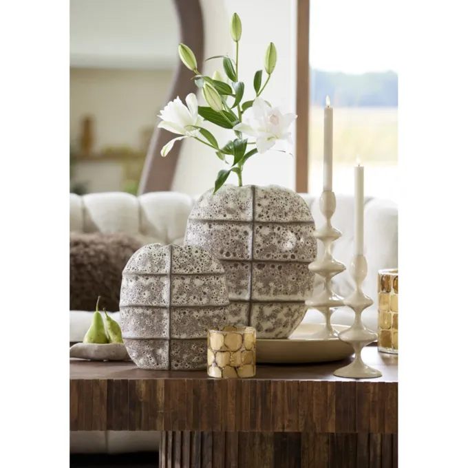 Light en Living Vaas deco 25x12,5x28 cm MANTU keramiek mat donkerbruin+creme