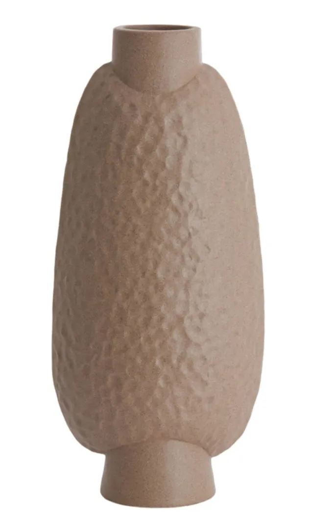 Light en Living Vaas deco 18x12x41 cm NAMTU keramiek mat bruin