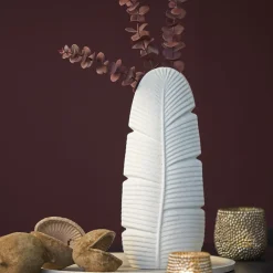 Light en Living Vaas Deco 16X10X38,5 cm LOU keramiek mat creme