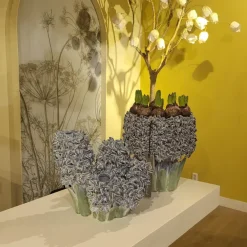 Light en Living Vaas deco 35,5x32x41 cm FLOWER keramiek blauw+groen