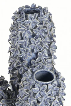 Light en Living Vaas deco 35,5x32x41 cm FLOWER keramiek blauw+groen