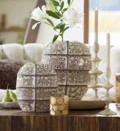 Light en Living Vaas deco 32x16x36 cm MANTU keramiek mat donkerbruin+creme