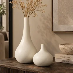 Light en Living Vaas deco 24,5x16,5x55 cm LINETA wit