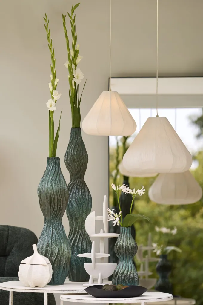 Light en Living Vaas deco 16,5x15,5x39 cm VANIA keramiek blauw