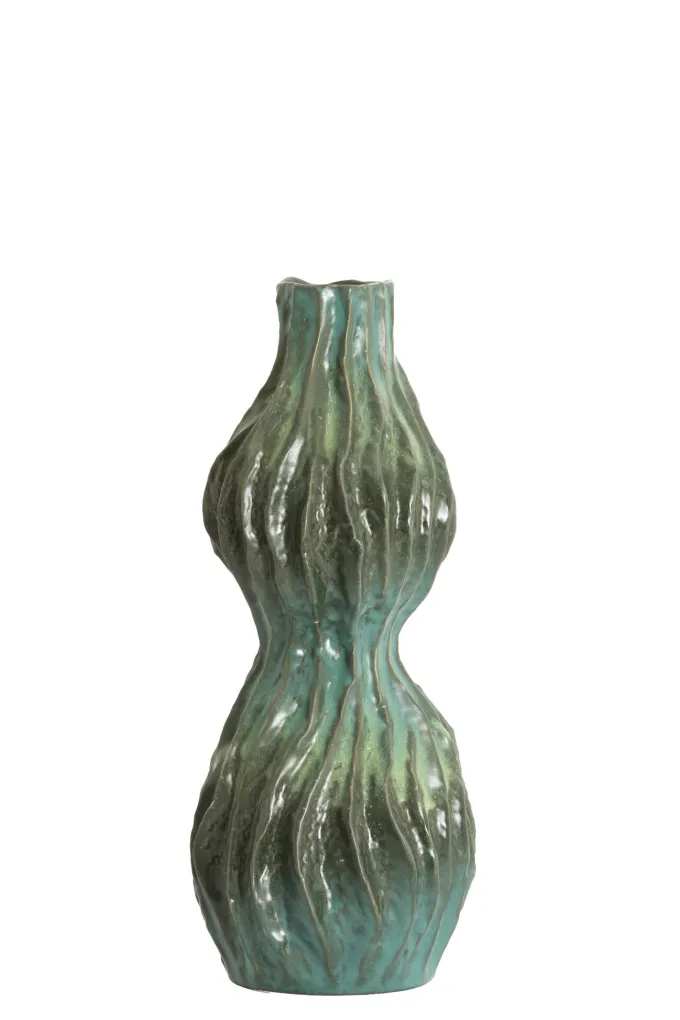 Light en Living Vaas deco 16,5x15,5x39 cm VANIA keramiek blauw