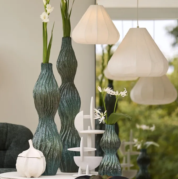 Light en Living Vaas deco 16,5x15,5x39 cm VANIA keramiek blauw