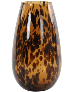 Light en Living Vaas IZEDA glas bruin-zwart - Ø23x40 cm van Light & Living