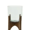 Light en Living Vaas op voet JACE glas+hout bruin Ø31,5x43 cm van Light & Living