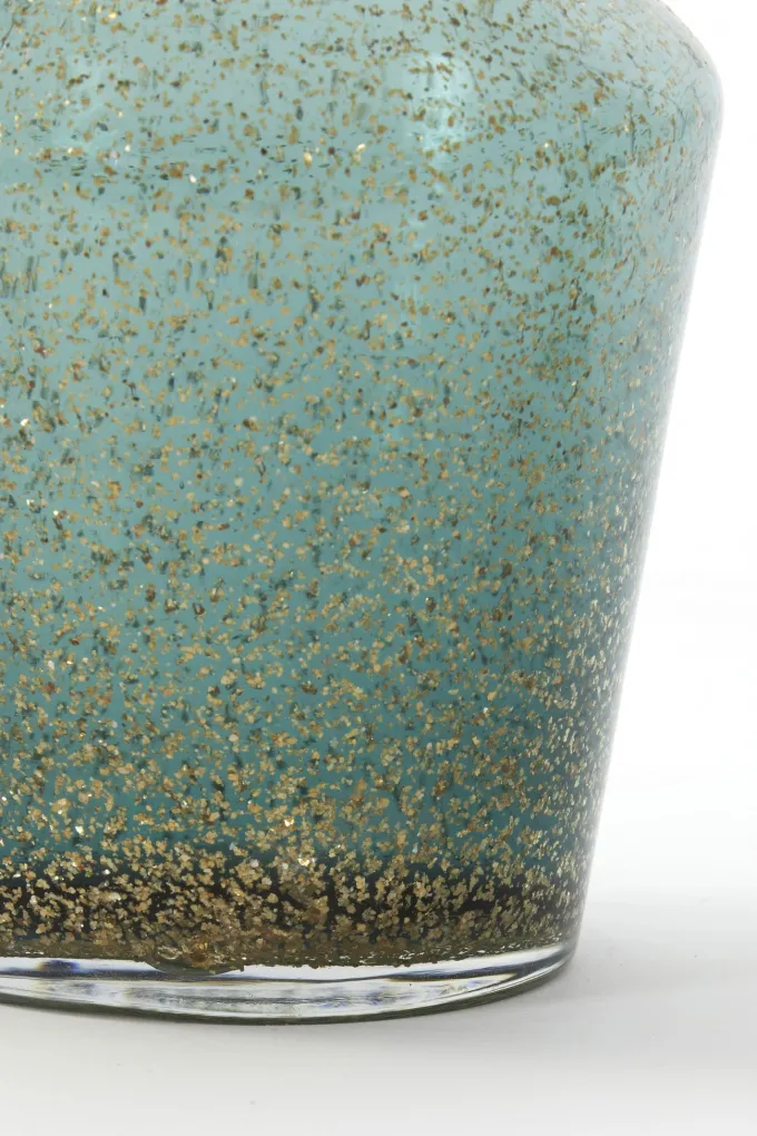 Light en Living Vaas TROSMU glas donker groen-goud Ø14,5x31,5 cm