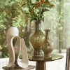 Light en Living Vaas Ø14,5x29,5 cm JORVEN glas taupe + olijfgroen