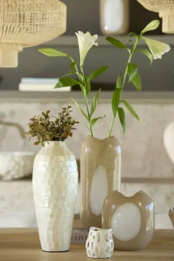 Light en Living Vaas 19,5x14x21,5 cm SYLMA glas beige+crème
