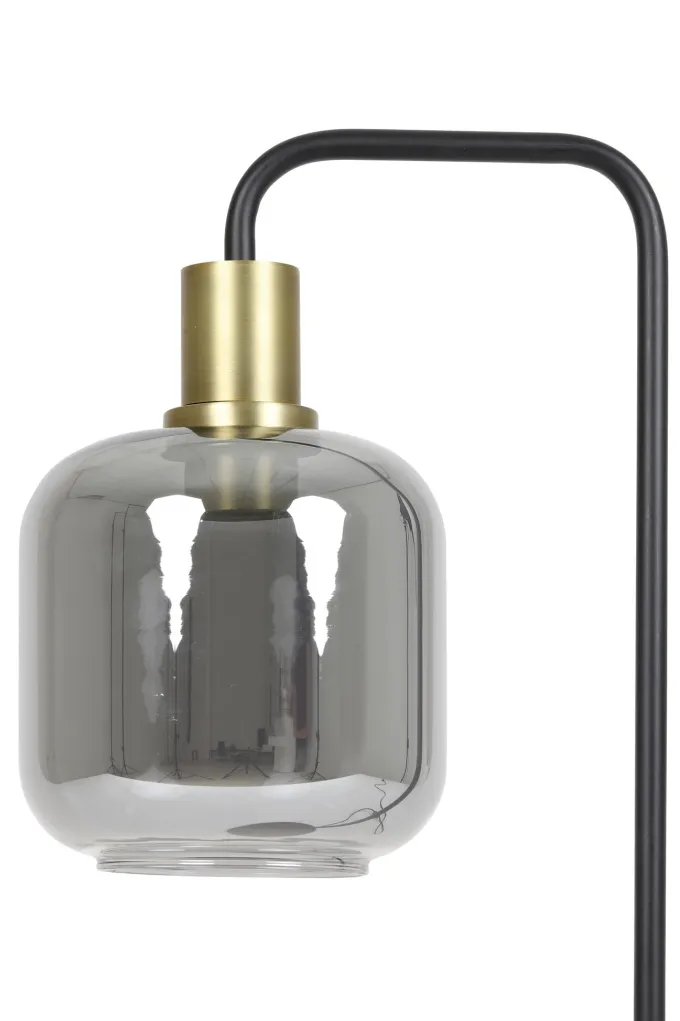 Light en Living Vloerlamp Ø28x155 cm LEKAR in Antiek Brons met Smoke Glas