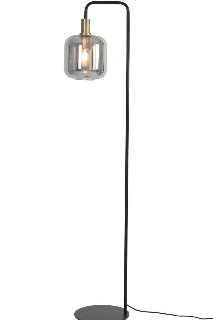 Light en Living Vloerlamp Ø28x155 cm LEKAR in Antiek Brons met Smoke Glas